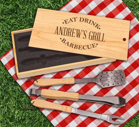 BBQ Set, BBQ Grill Tool Set, Personalized Barbecue Set, Grilling Tools,  Christmas Gift, Grilling Gifts, Custom Grilling Set, Gift for Him 