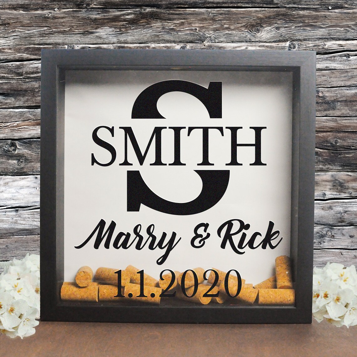 Personalized Shadow Box Wedding Gift Cork Box Wedding Guest Etsy