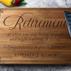 Congratulations On Your Retirement Cutting Board - Retirement Gift - Unique Retirement Gift - Custom Retirement Gift - Retirement Ideas
