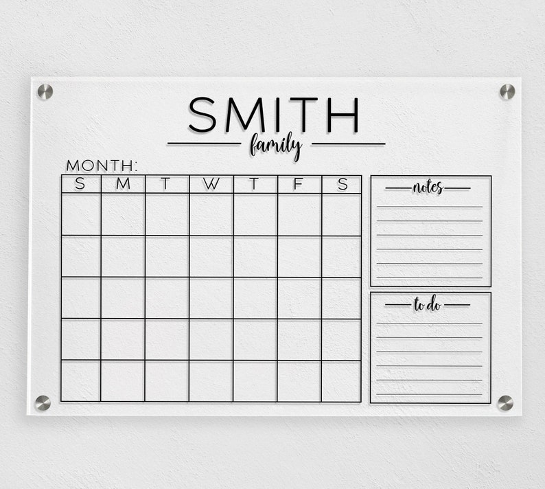 Acrylic Wall Calendar Dry Erase Calendar Acrylic Monthly image 0