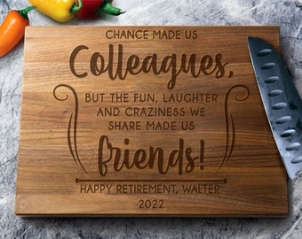 Chance Made Us Colleagues Retirement Cutting Board - Retirement Gift - Unique Retirement Gift - Custom Retirement Gift - Retirement Ideas