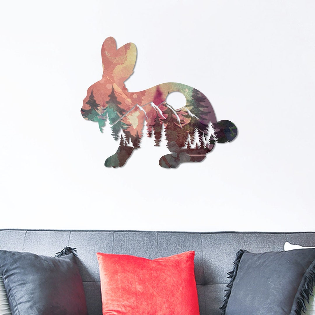 Metal Rabbit Wall Art, Rabbit Wall Decor, Rabbit Metal Sign, Rabbit