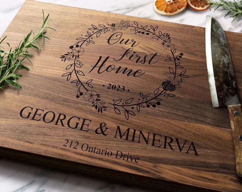 Our First Home Custom Cutting Board - First Home Gift - New Home Gift - Housewarming Gift Ideas, Cutting Board, Christmas Gift, Closing Gift