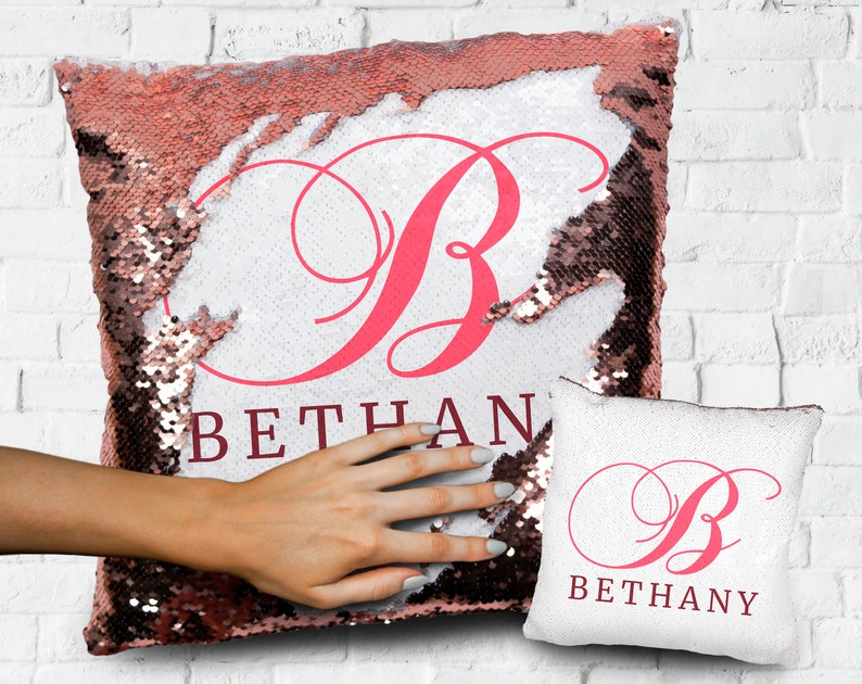 Personalized Monogram Sequin Pillow Case Personalized Pillow Etsy