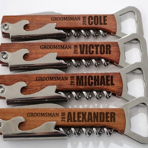 Groomsmen Gift Idea, Personalized Bottle Opener, Wedding Gift, Engraved Corkscrew, Bottle Opener, Groomsmen Gifts Personalized, Proposal