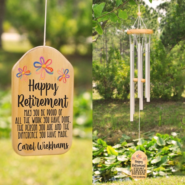 Happy Retirement Wind Chime, Retirement Wind Chime, Retirement Gift, Retirement Gift Ideas, Custom Retirement Gifts, Personalized Retirement