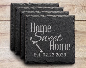 Housewarming Gift, New Home Gift, Wedding Gift, Slate Coasters, Home Sweet Home, First Home Gift, Personalized Housewarming, Drink Coasters