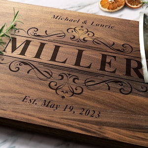 Personalized Cutting Board Walnut Maple Cherry Wood Engraved Cutting Board Personalized Wedding Gift Housewarming Gift Custom image 1