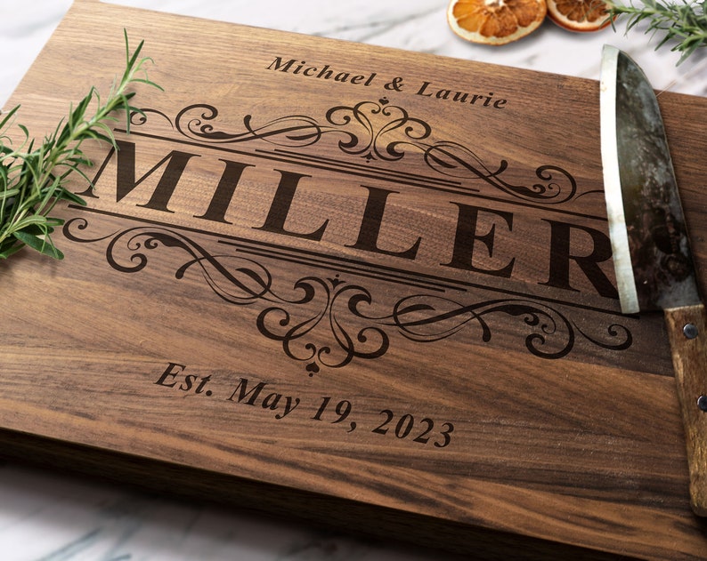 Personalized Cutting Board Walnut Maple Cherry Wood Engraved Cutting Board Personalized Wedding Gift Housewarming Gift Custom image 1