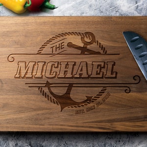 Nautical Cutting Board  - Engraved Cutting Board - Personalized Wedding Gift - Housewarming Gift - Nautical Gift, Nautical Kitchen