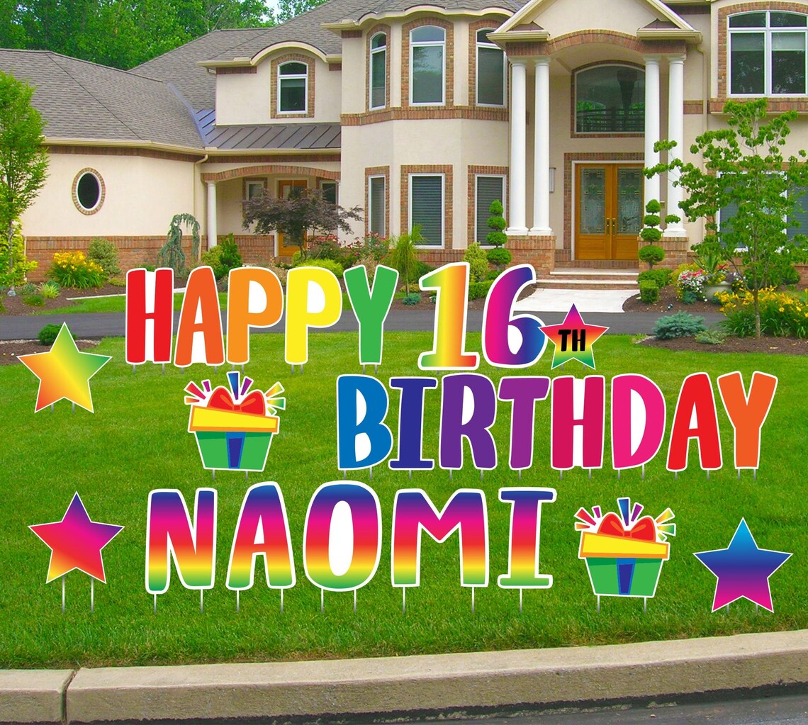 Happy Birthday Yard Signs Lawn Signs Outdoor Lawn Etsy
