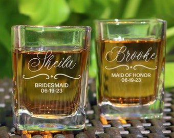 Bridesmaid Shot Glasses, Bridesmaid Gift, Bridesmaid Gifts, Wedding Shot Glasses, Wedding Favors, Personalized Shot Glasses, Wedding Favor