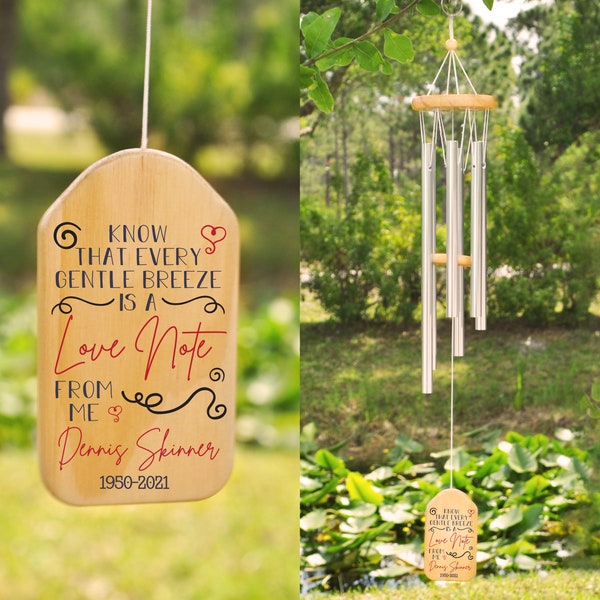 Love Note Wind Chime,  Memorial Wind Chime, Remembrance Wind Chime, Bereavement Gift, In Memory, Personalized Wind Chime