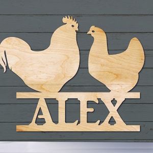 Chicken Name Sign, Nursery Decor, Personalized Wood Sign, Wooden Name, Personalized Name Sign, Wooden Name Sign, Kids Name Sign