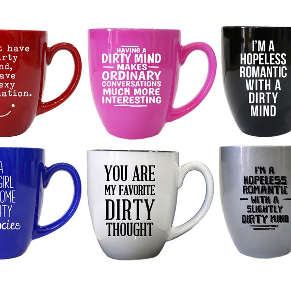 Funny Mugs 16oz, Dirty Thoughts Coffee Cup, Funny Coffee Mug, Gift For Her, Christmas Gift, Dirty Mind Mug, Sexy Gift, Gift For Wife, Gift