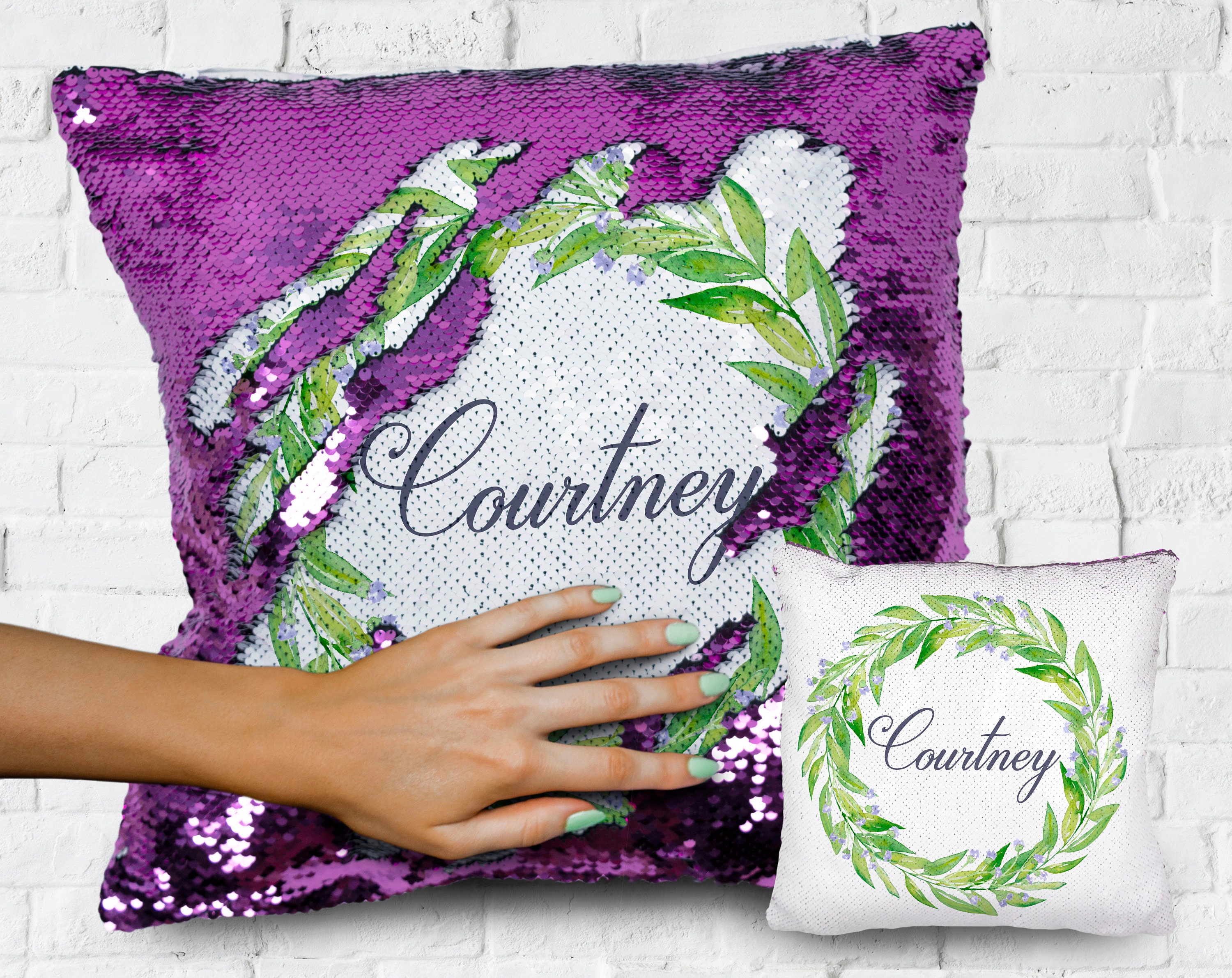 Personalized Sequin Pillow Case Personalized Pillow Mermaid Etsy