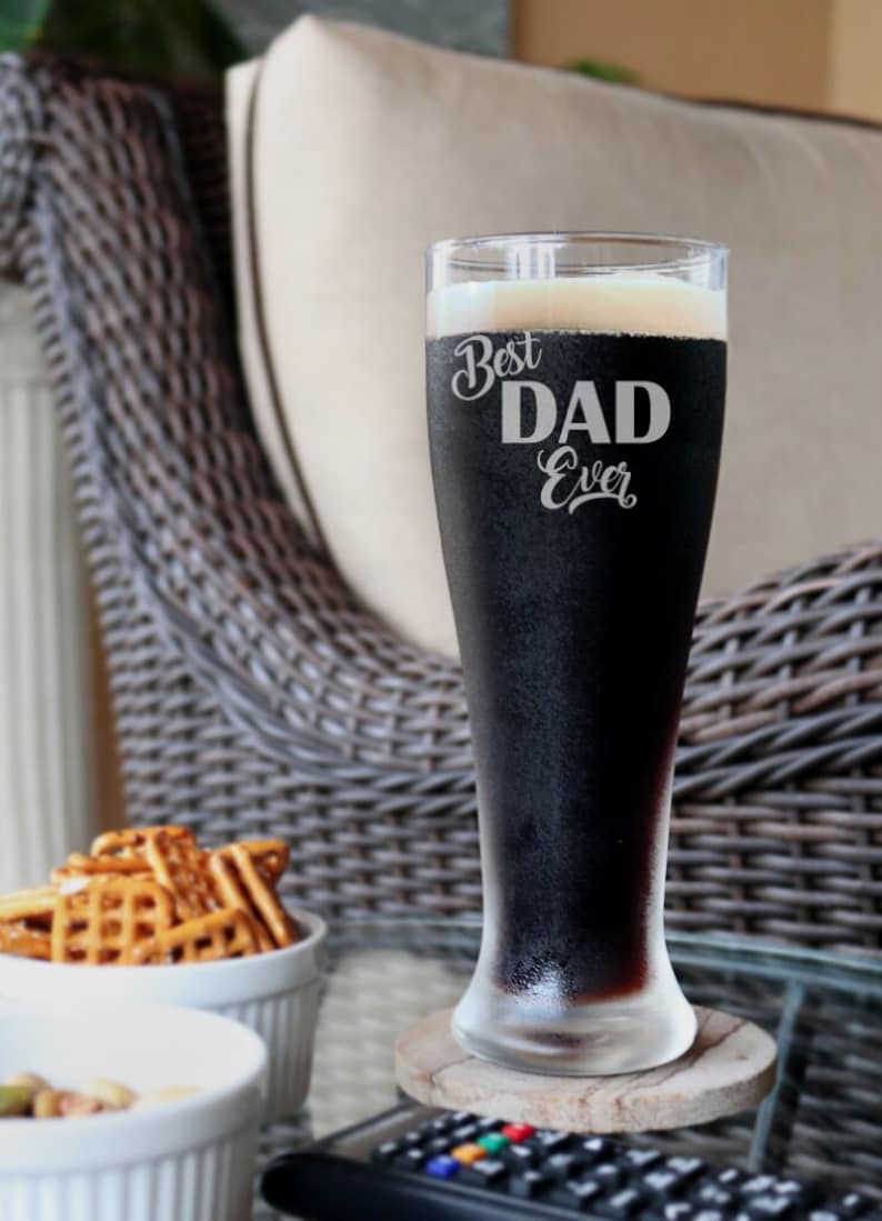 Best Papa Ever Beer Glass Mug - 16oz Beer Mug, Dad Birthday