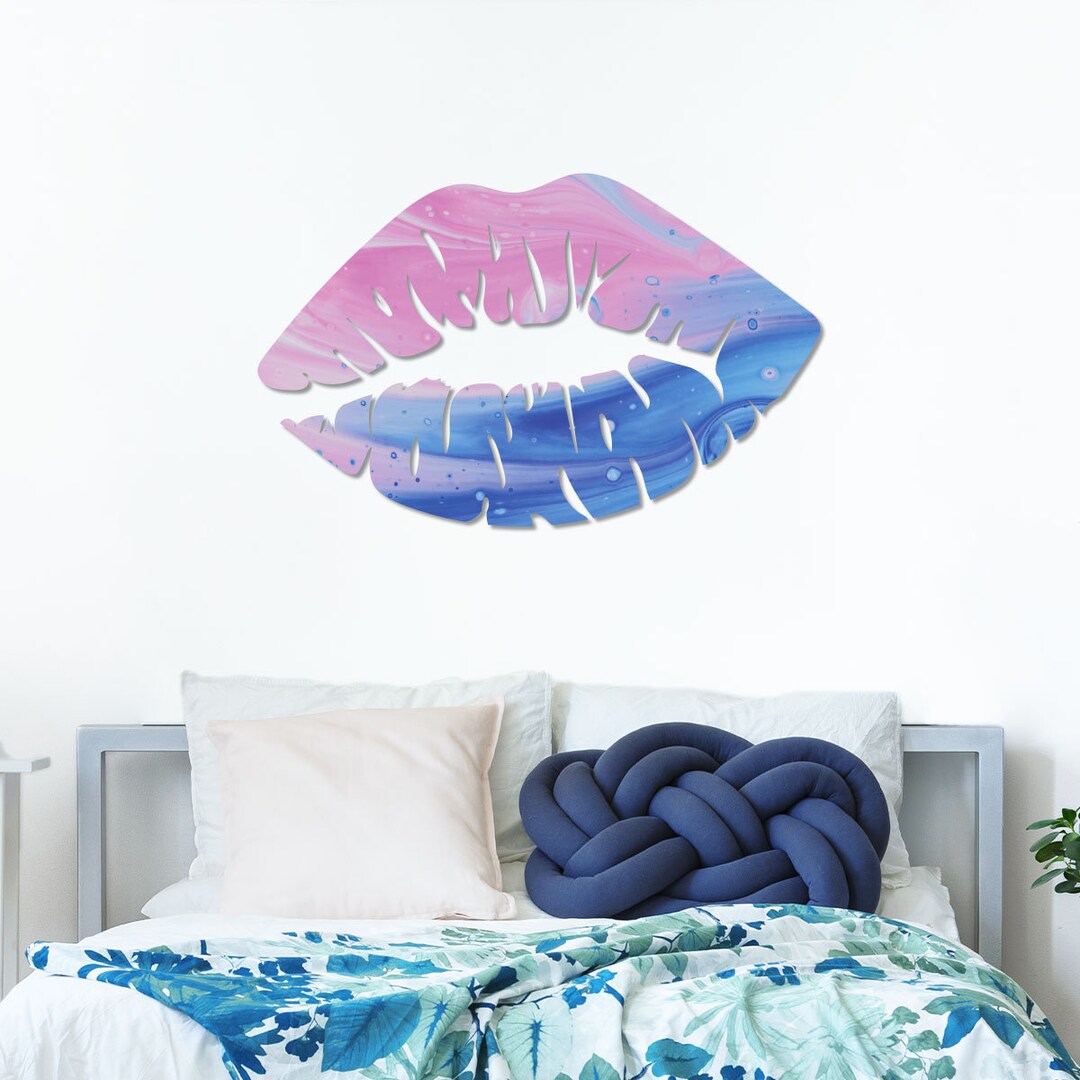Metal Purple Lip Wall Art, Purple Lip Wall Decor, Purple Lip Metal Sign ...