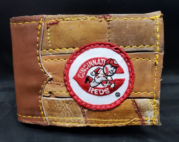 Repurposed Baseball Glove Bifold Wallet With Cincinnati Reds Etsy