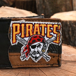 Cartera plegable con guante de béisbol y parche de los Piratas de Pittsburg