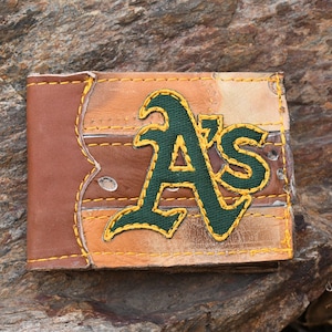 Billetera plegable de guante de béisbol reutilizada con el parche de Oakland A