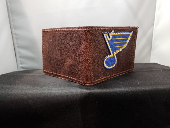 Repurposed Leather Bifold Wallet With St Louis Blues Patch 