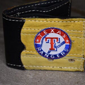 Cartera plegable con forma de guante de béisbol y parche de los Texas Rangers