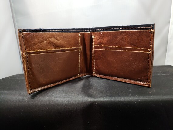 Repurposed Leather Bifold Wallet With St Louis Blues Patch 