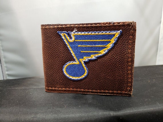 Repurposed Leather Bifold Wallet with St Louis Blues Patch