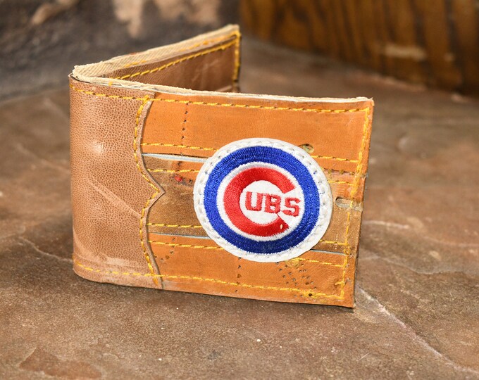 Repurposed Baseball Glove Bifold Wallet With Chicago Cubs Etsy