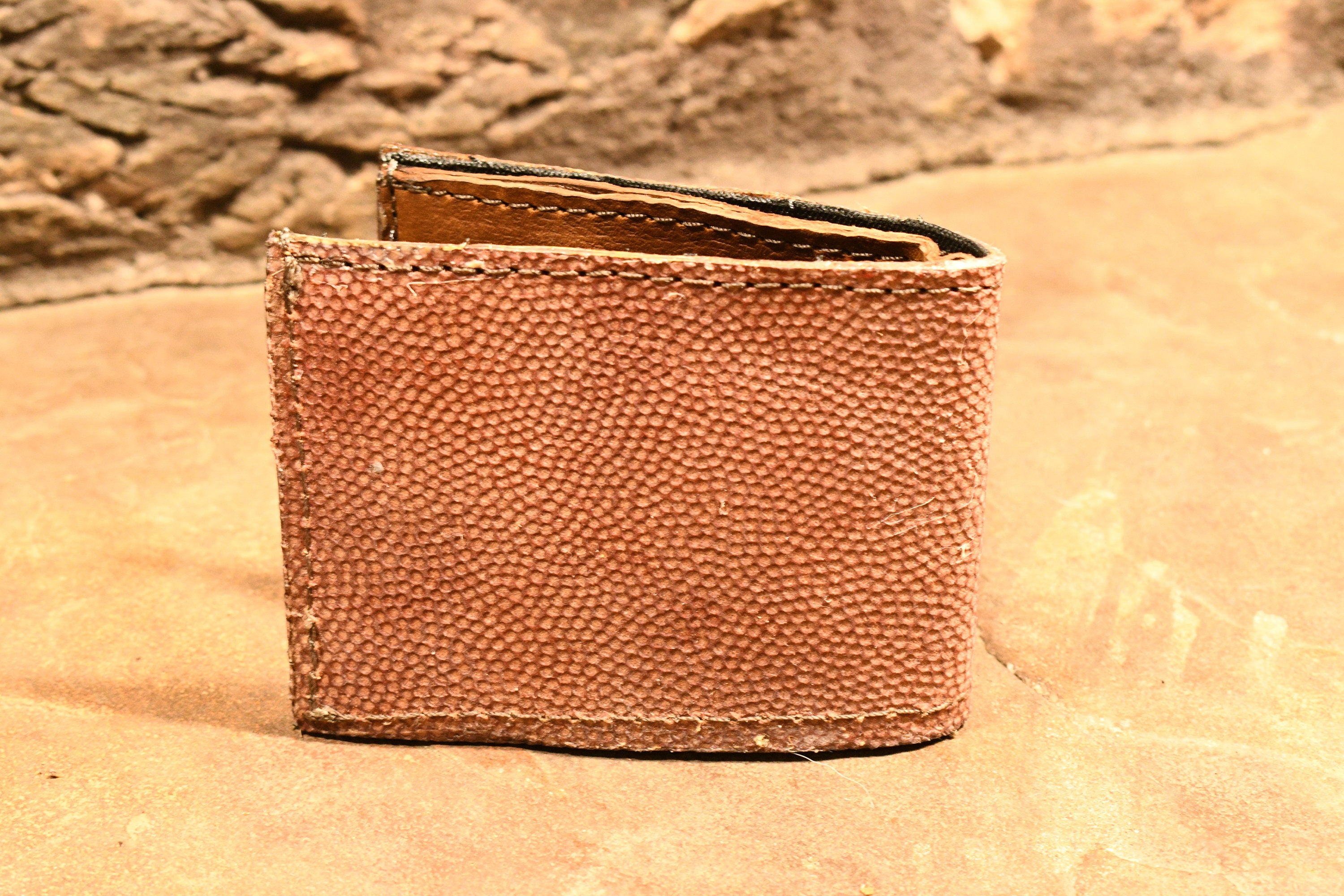 Repurposed Football Bifold Wallet With Dalls Cowboys Patch 