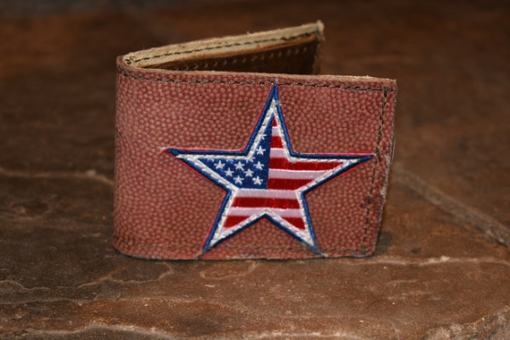 Repurposed Football Bifold Wallet With Dalls Cowboys Patch 