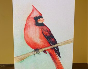 Cardinal - All Anlass Grußkarte, Aquarell Druck, innen blanko