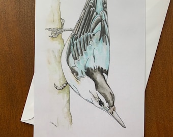 Kleiber - All Anlass Grußkarte, Aquarell Druck, leere Innenseite