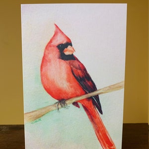 Cardinal - carte de voeux toutes occasions, impression aquarelle, blanc à l'intérieur