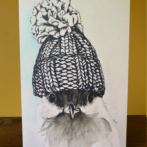 Tuque mésange - carte de voeux toutes occasions, impression aquarelle, blanc à l'intérieur