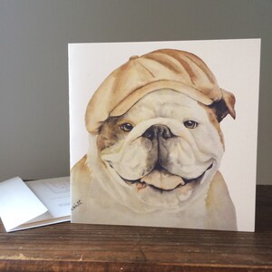 Rupert le bouledogue - carte de voeux toutes occasions, impression aquarelle, blanc à l'intérieur