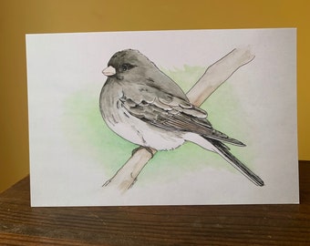 Junco - All Anlass Grußkarte, Aquarell Druck, leere Innenseite