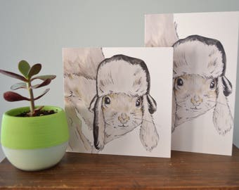 Eichhörnchen Merle, Toque Serie, Grußkarte für alle Gelegenheiten, Druck von original Aquarell und Tusche auf Papier, Winter