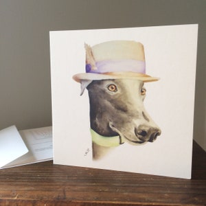 Abe le lévrier - carte de voeux toutes occasions, impression aquarelle, blanc à l'intérieur