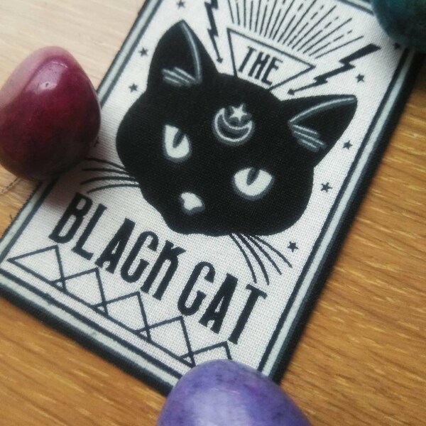 Schwarze Katze Tarot Karte Eisen auf Patch u-reaktiv und leuchtet in der dunklen 3x2