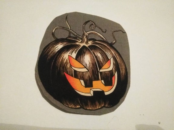 4x4 vintage pumpkin iron on patch/ cotton applique/ vintage Halloween