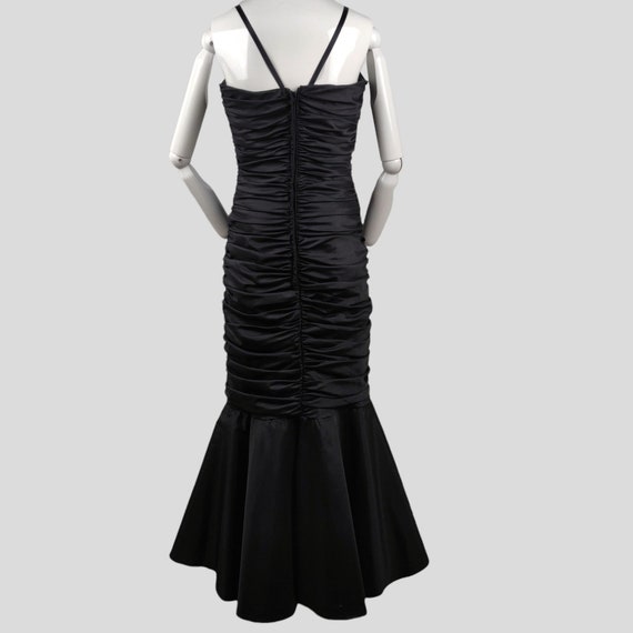 Vintage 1980s Black Ruched Fishtail Cocktail Dres… - image 8