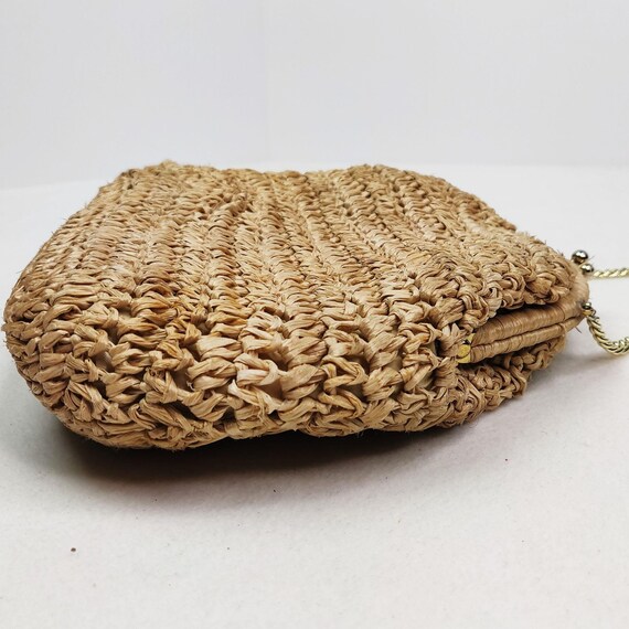 Vintage 1950s 60s Swiss Straw Purse Handbag Croch… - image 7