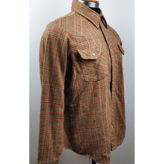 Vintage 1960's 70's Men's Western Wool Shirt Eart… - image 5