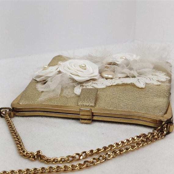 Vintage 1960s Gold Embellished Purse Evening Bag … - image 7