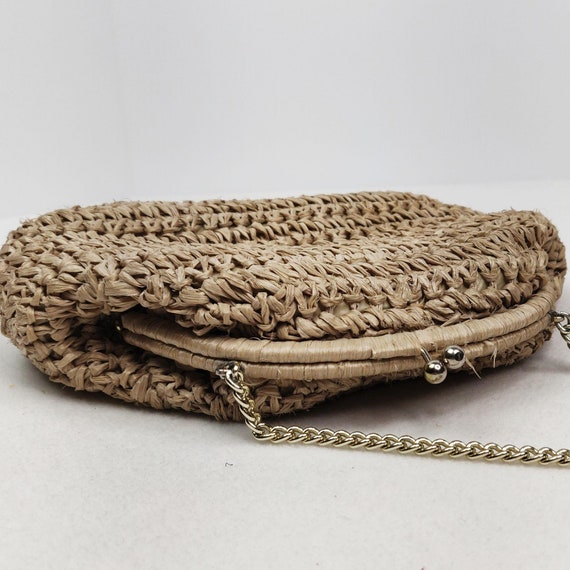 Vintage 1950s 60s Swiss Straw Purse Handbag Croch… - image 5