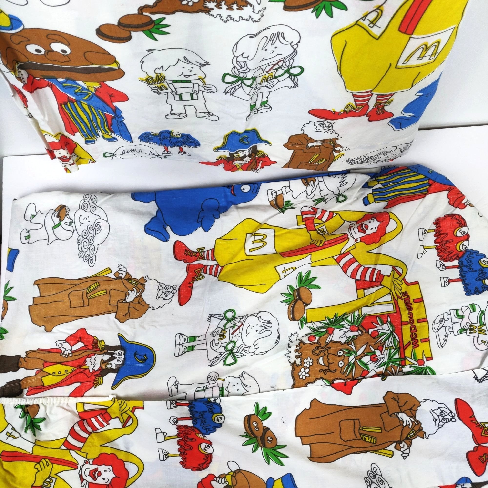 コレクション 78' McDonald's  TWIN FLAT Sheets Vintage Mcdonald's Blue Bedding Twin Standard Flat & Fitted