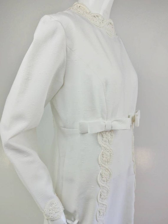 Vintage 1960s Ivory MOD Wedding Gown Empire Waist… - image 1
