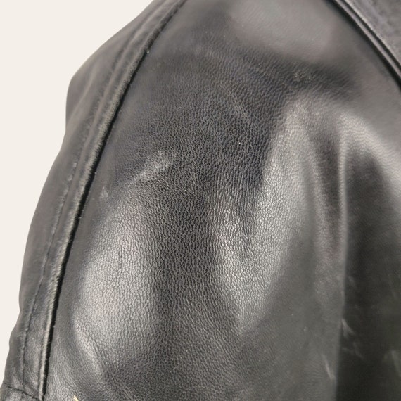 Vintage 1980s Supple Black Leather Trench Coat Ne… - image 8